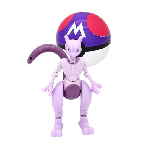 Set figurina, Pokemon, Mewtwo, Figurina articulata, Minge inclusa, Alb/Mov