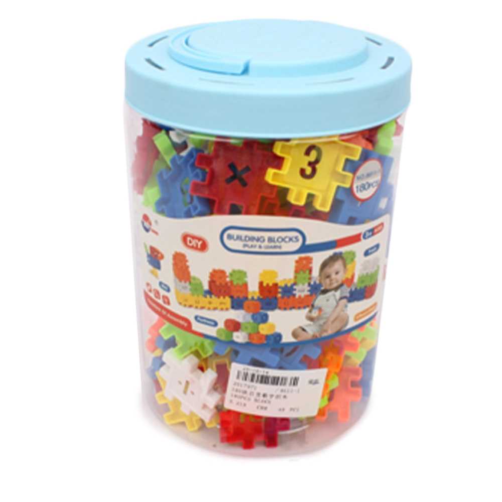 Set pentru constructii in galetusa, 108 piese multicolore pentru copii