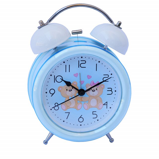 Ceas de masa desteptator pentru copii Pufo Joy, cu buton de iluminare cadran, 16 cm, model Lovers