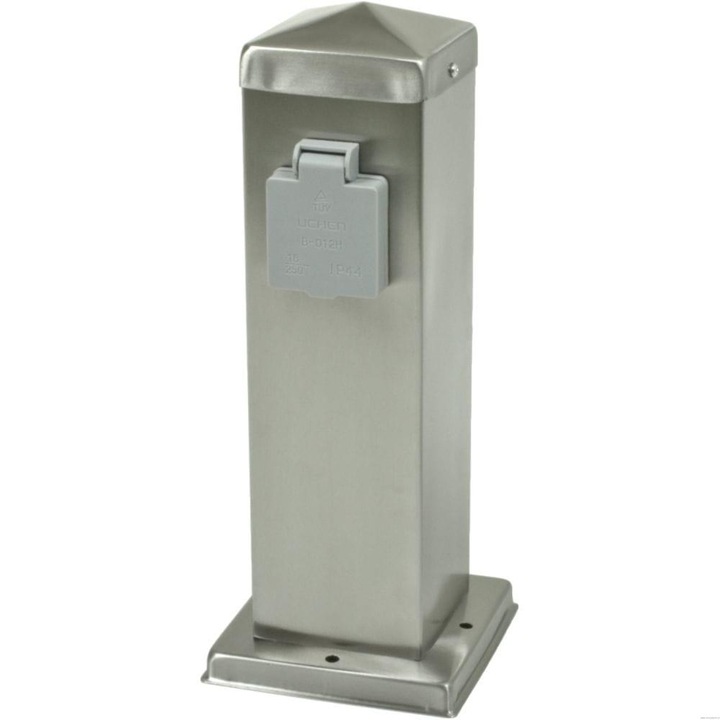 Stalp exterior cu 2 prize, Hilight, otel inoxidabil, 230 V