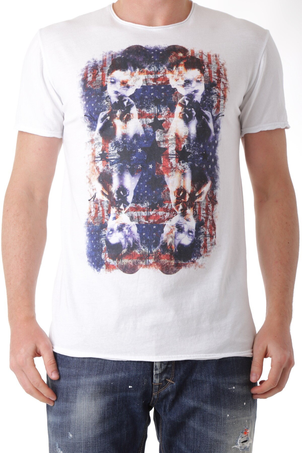 Tricou Barbati, 525, 9708346, Logo, Alb, Alb, S