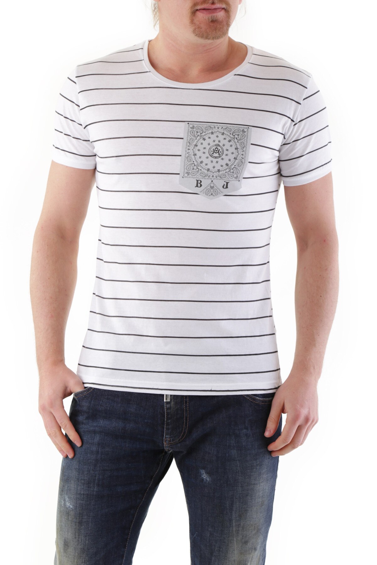 Tricou Barbati, Absolut Joy, 9708307, Logo, Alb, Alb