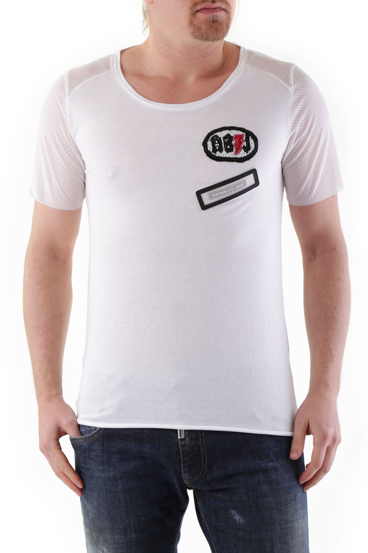 Tricou Barbati, Absolut Joy, 9708292, Logo, Alb, Alb