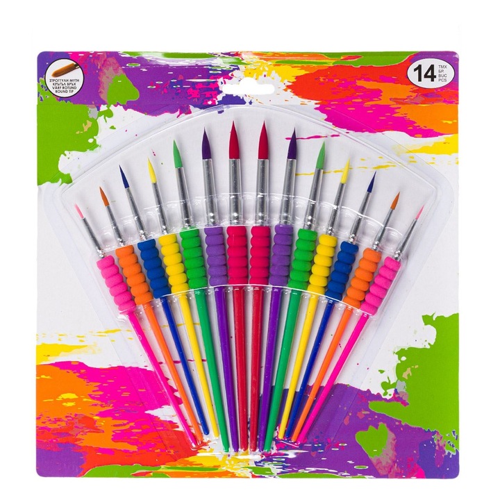 Комплект чертки за рисуване с кръгъл връх, 14 бр, многоцветни