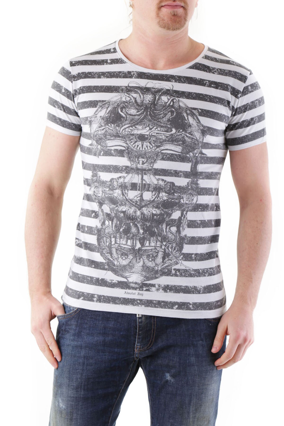 Tricou Barbati, Absolut Joy, 9708294, Logo, Gri, Gri, L