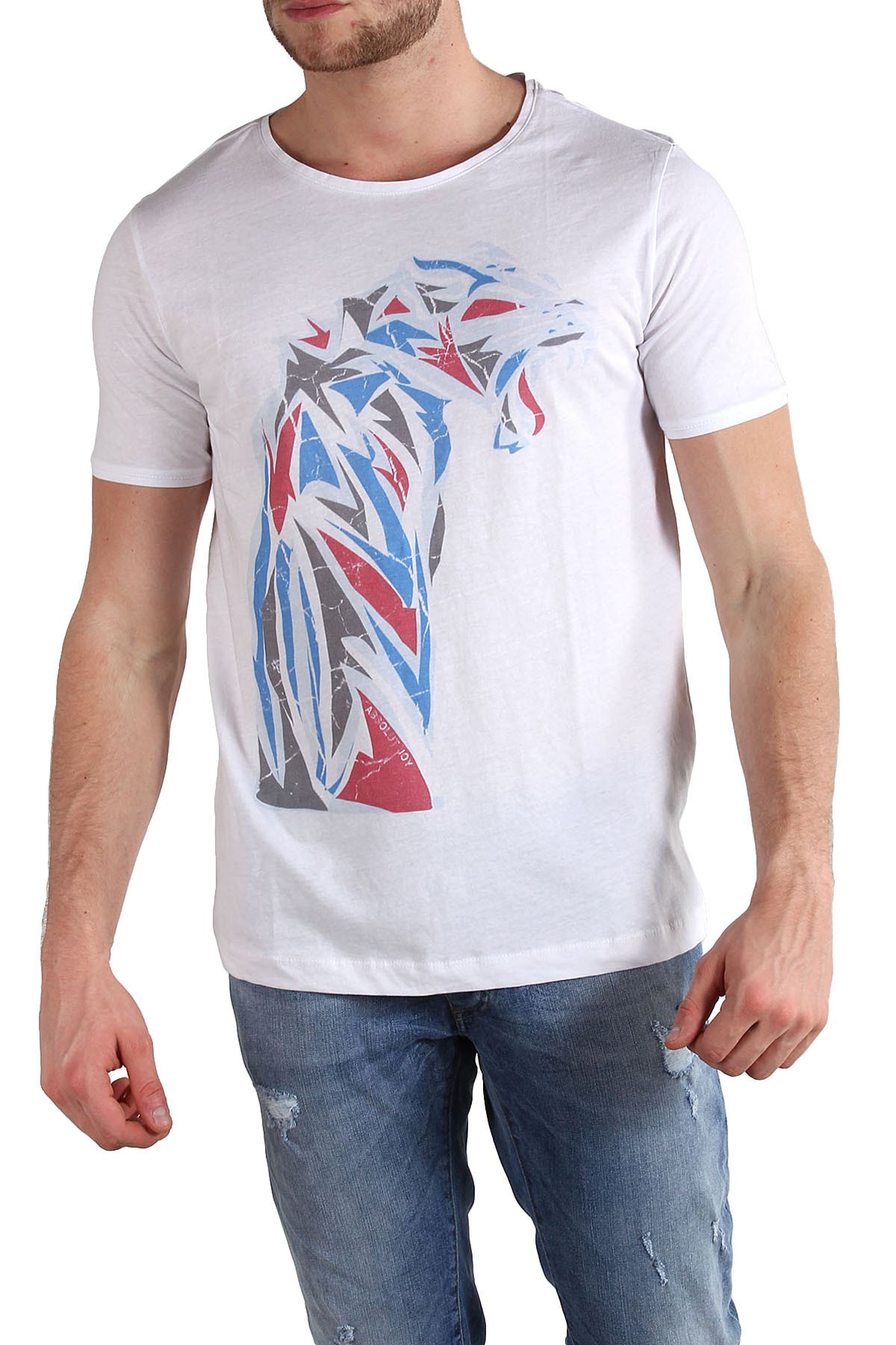 Tricou Barbati, Absolut Joy, 9708261, Logo, Alb, L INTL
