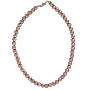 Colier de dama scurt cu perle acrilice cafenii, model Cappuccino beads Colier de dama scurt cu perle acrilice cafenii, model Cappuccino beads