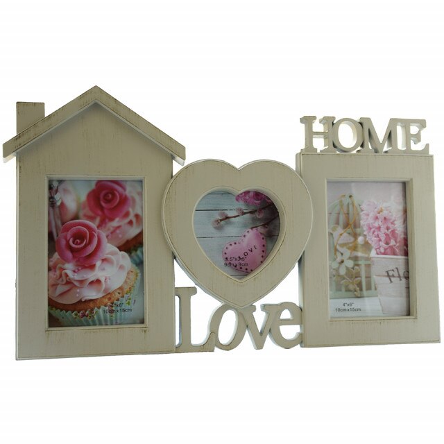 Rama foto decorativa cu 3 poze, model Love Home, 41 x 25 cm