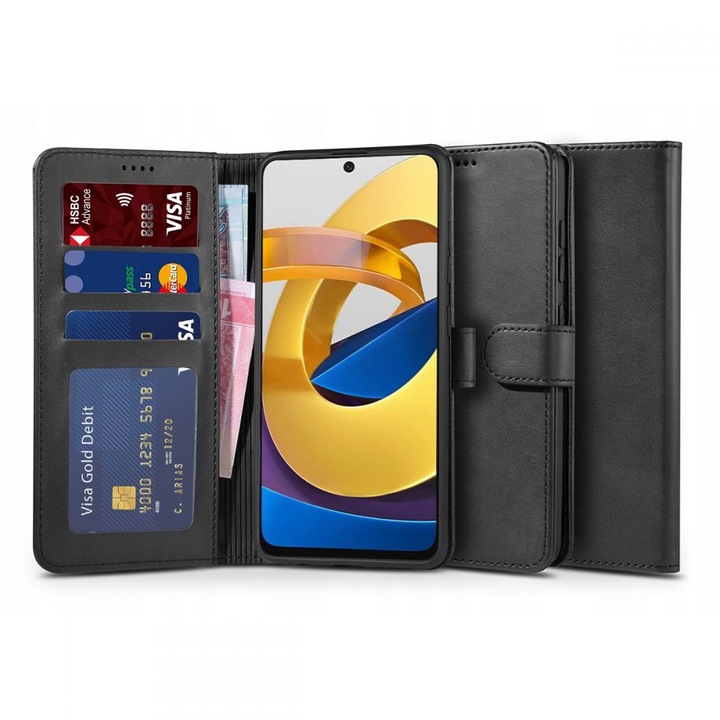 Калъф TECH-PROTECT Wallet за Xiaomi Poco M4 Pro 5G, Черен