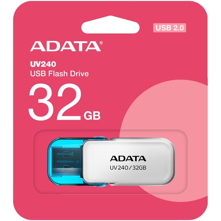 Memorie USB Flash Drive ADATA 32GB, UV240, USB 2.0, Alb