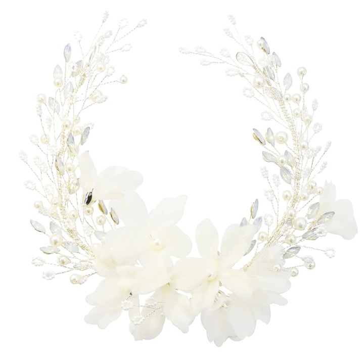 Accesoriu par, argintiu, cu perle si flori, Sanita C12, Pursehuit