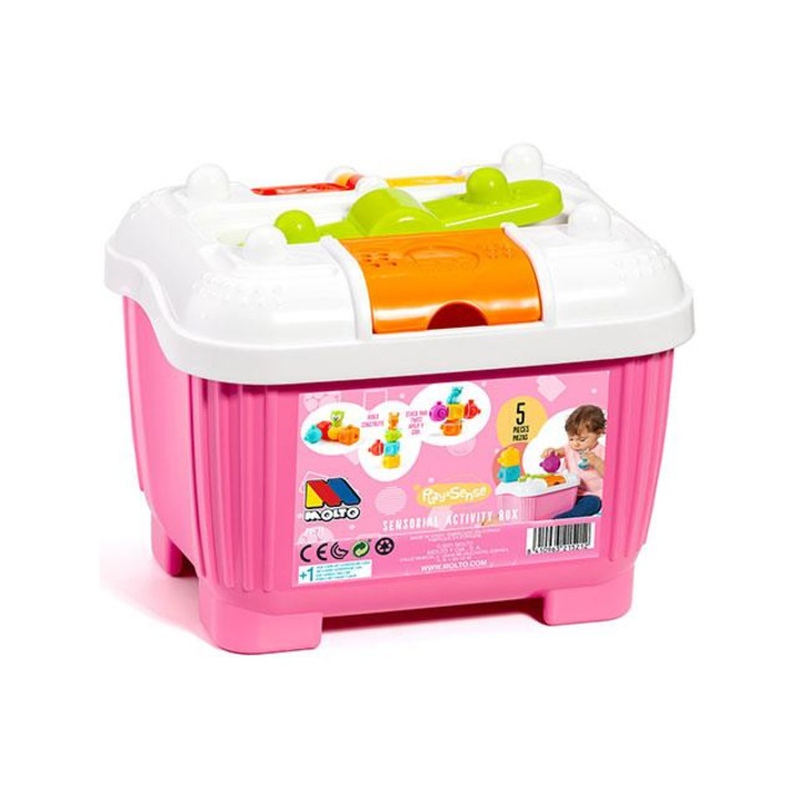 Molto: play & sense baba fejlesztő ládika pink színben