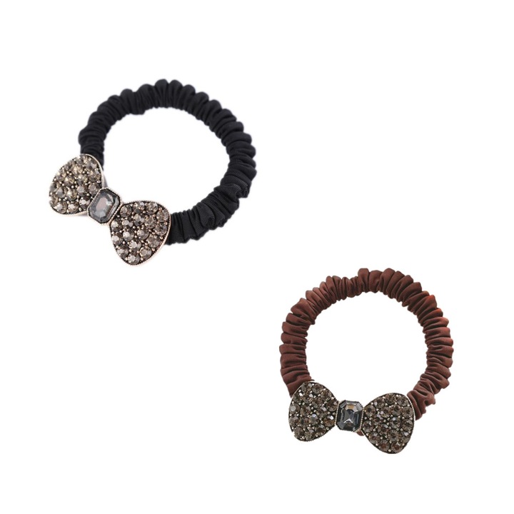 Комплект от 2 броя ластици за коса FAC, кафяво/черно