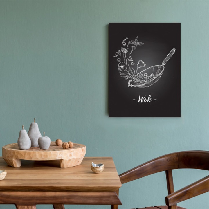 Tablou canvas - Black and white wok, 90x120 cm, Decostick