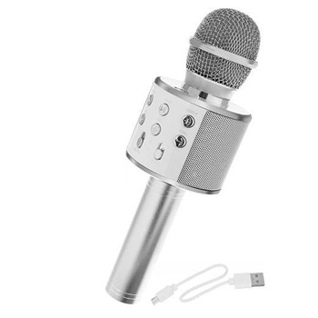 Microfon karaoke cu boxa, Zola®, Bluetooth, argintiu, banda de frecventa 100 Hz - 10 kHz Microfon karaoke cu boxa, Zola®, Bluetooth, argintiu, banda de frecventa 100 Hz - 10 kHz