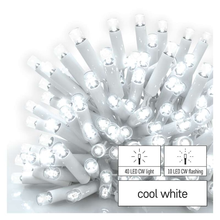 Emos Profi sorolható LED Jégcsap fehér füzér, Időzítővel, Villogó, 3m, Kültéri és beltéri, Hideg fehér