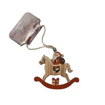 Decoratiune Brad Craciun Calut Carusel Rosu, Din Lemn, cu Figurina Mos Craciun, 10x20 cm, Multicolor Decoratiune Brad Craciun Calut Carusel Rosu, Din Lemn, cu Figurina Mos Craciun, 10x20 cm, Multicolor