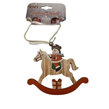 Decoratiune Brad Craciun Calut Carusel Rosu, Din Lemn, cu Figurina Om de zapada, 10x20 cm, Multicolor Decoratiune Brad Craciun Calut Carusel Rosu, Din Lemn, cu Figurina Om de zapada, 10x20 cm, Multicolor