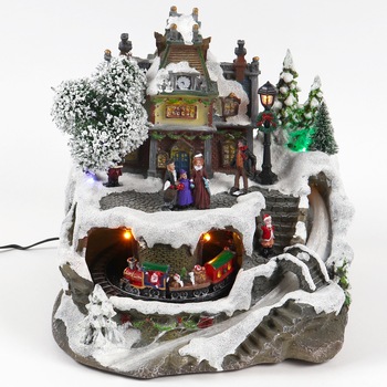 Decoratiune de Craciun DacEnergy©, tip sceneta muzicala, o biserica si un tren in miscare, 3 LED-uri, fibra optica multicolora, 0.6W, 27 x 26 x 27 cm Decoratiune de Craciun DacEnergy©, tip sceneta muzicala, o biserica si un tren in miscare, 3 LED-uri, fibra optica multicolora, 0.6W, 27 x 26 x 27 cm