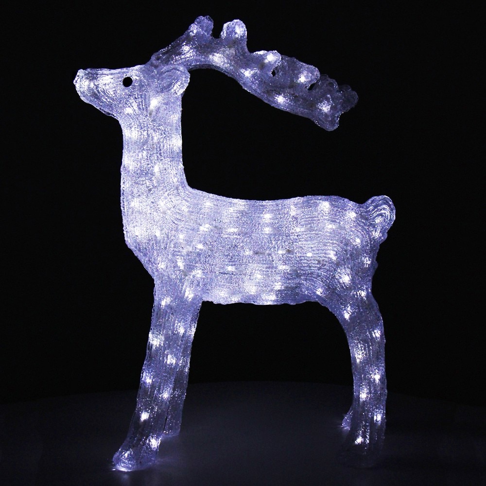 Decor de Craciun DacEnergy©, din acril, forma de ren, 160 LED-uri cu lumina alba constanta, 750 x 550 x 230 mm, exterior