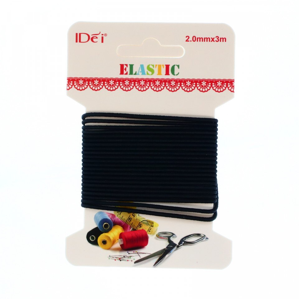 Elastic de croitorie, 2 mm x 3 m, IDei, Negru
