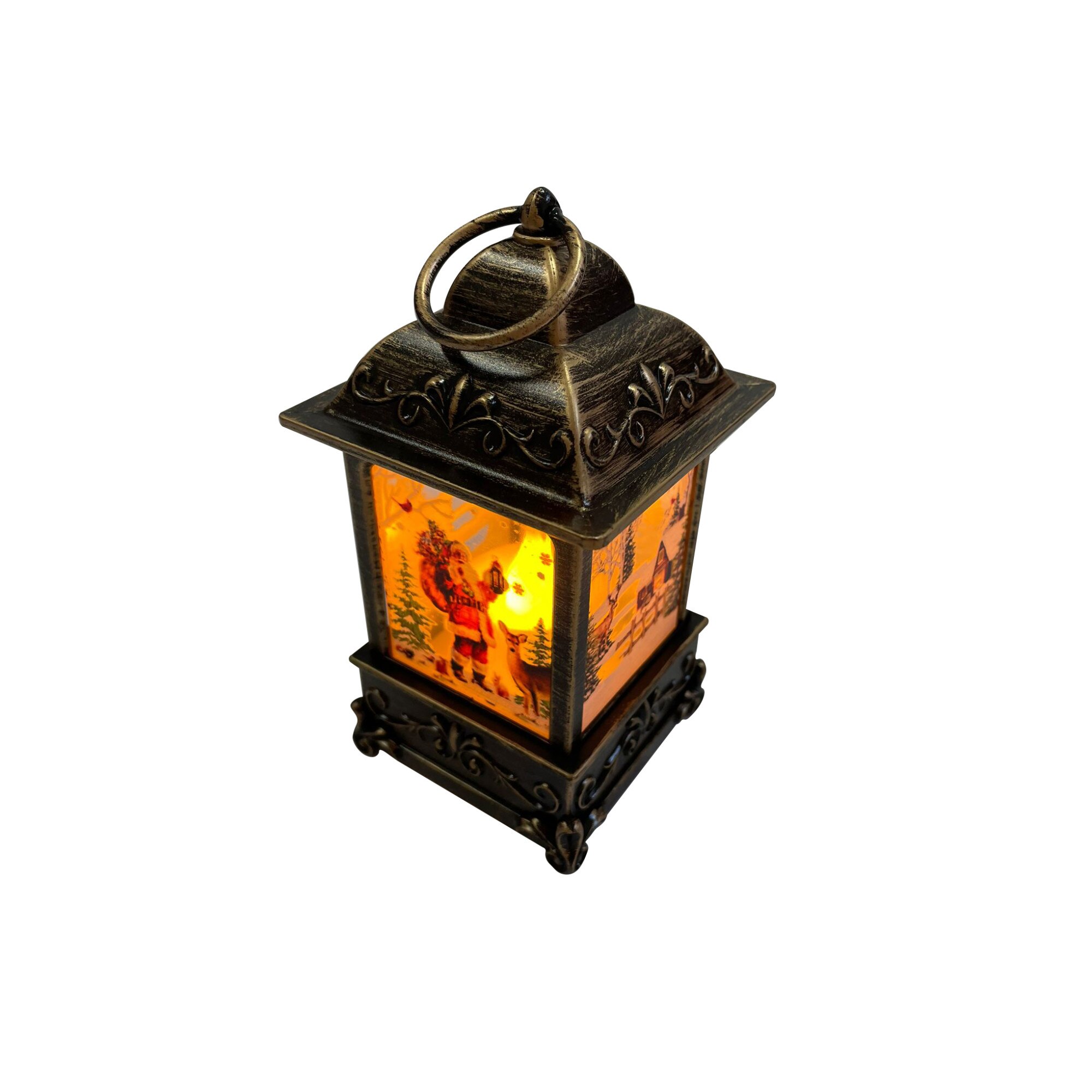 Felinar Mos Craciun cu luminite, 12 cm x 8 cm, M04-11