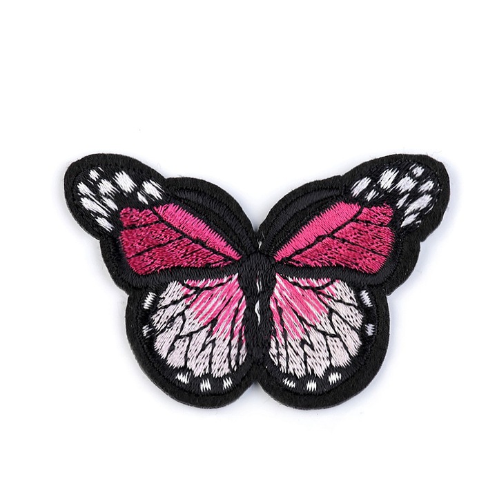 Бродирана термозалепваща апликация 48 x 70 mm Розова пеперуда