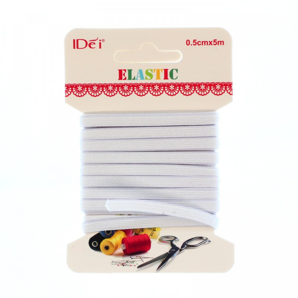 Elastic de croitorie, 0.5 cm x 5 m, IDei, Alb