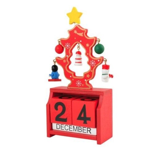 Calendar din lemn pentru Craciun, Zola®, model bradulet, 7.2x3.5x15 cm