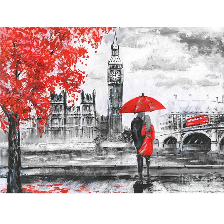 Set de broderie cu diamante 5d, Pictura 30x25cm, model peisaj London ZY20