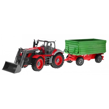 Tractor rosu, Remorca verde cu telecomanda 64 cm x 18 cm x 17 cm