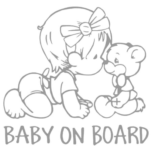 Sticker auto de culoare argintie, Baby On Board Ursulet