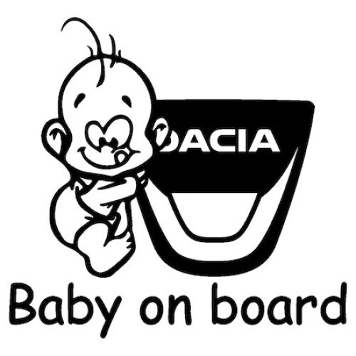 Sticker auto negru mat, Baby on board Dacia