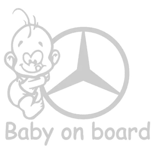 Sticker auto alb, Baby on Board Mercedes