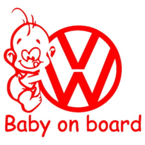 Sticker auto rosu, Baby on Board VW