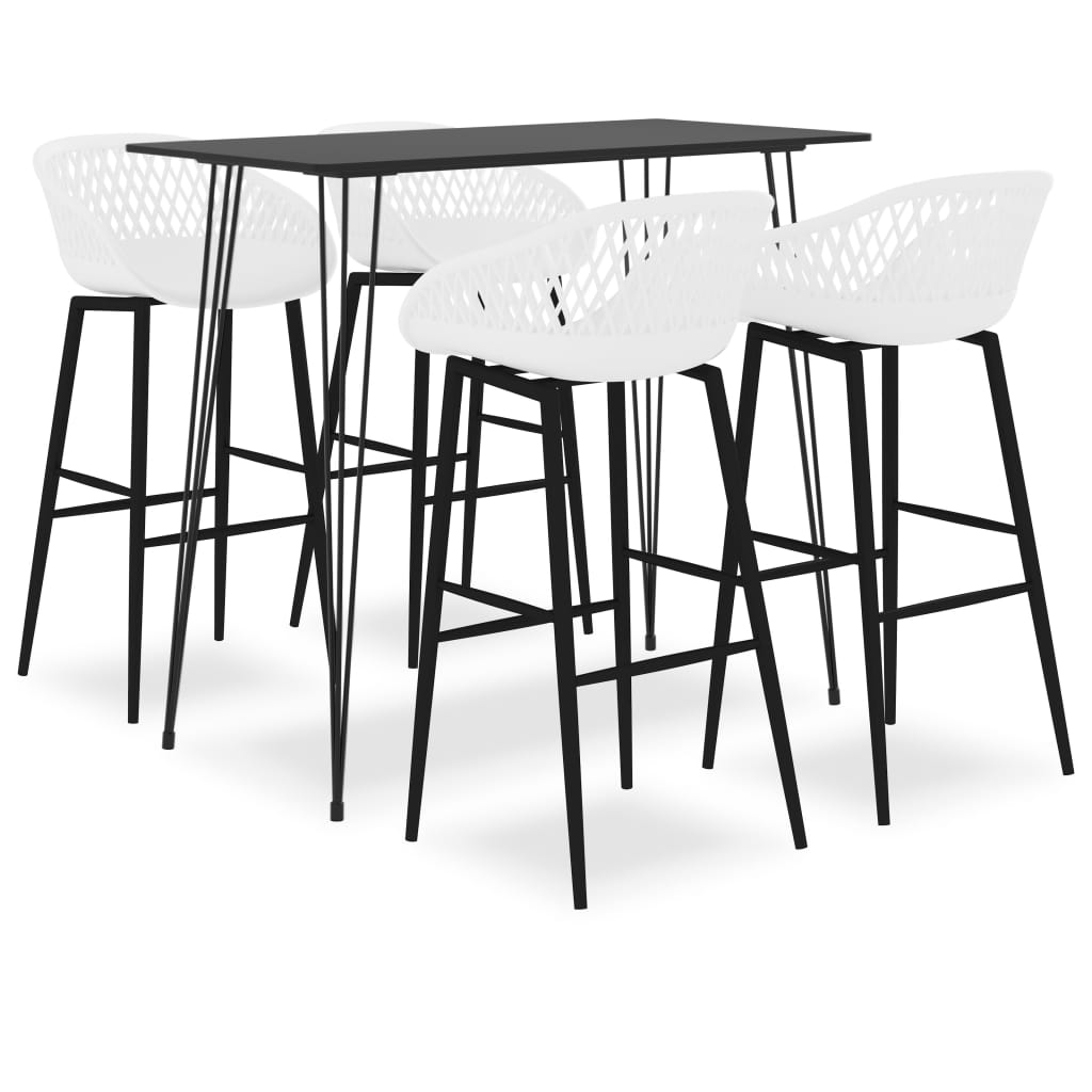 Set mobilier de bar, 5 piese, negru si alb 3057376