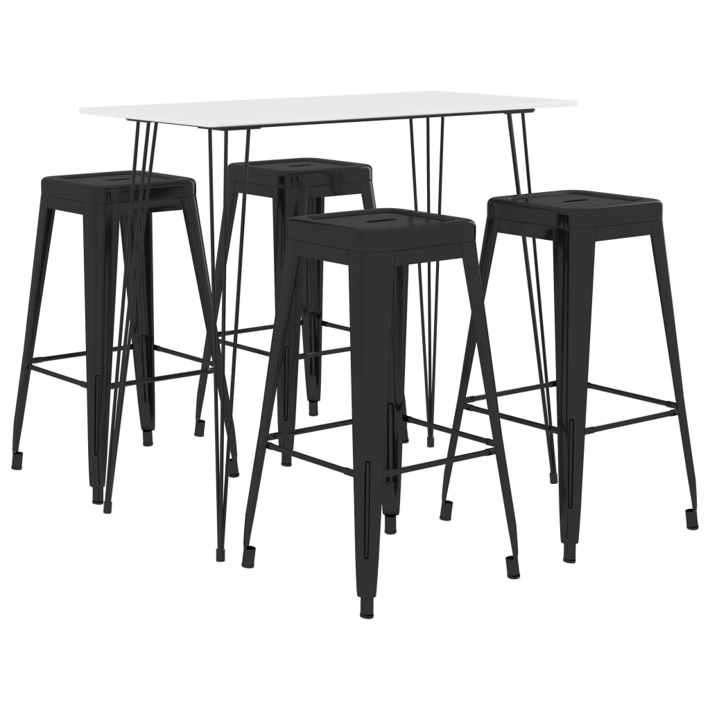 Set mobilier de bar, 5 piese, alb si negru 3057401