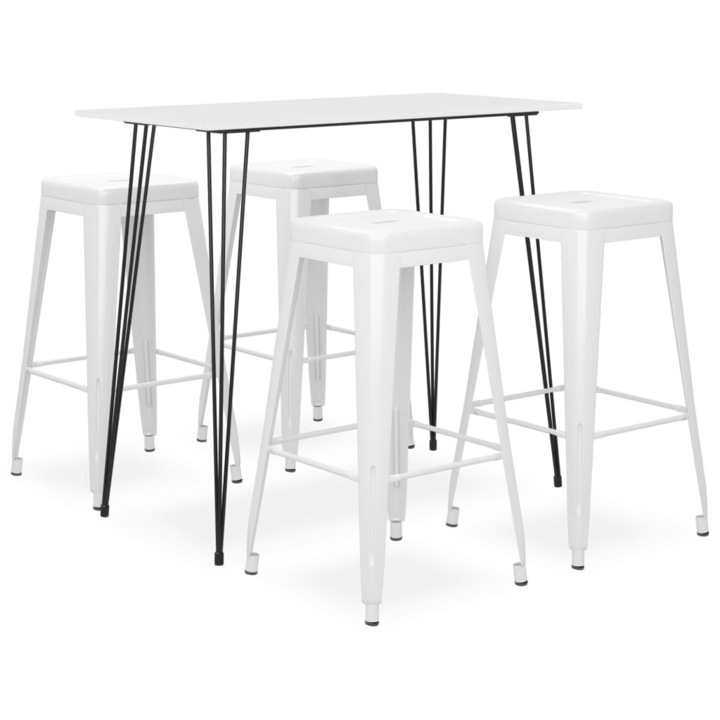 Set mobilier de bar vidaXL, 5 piese, alb, 26.24 kg