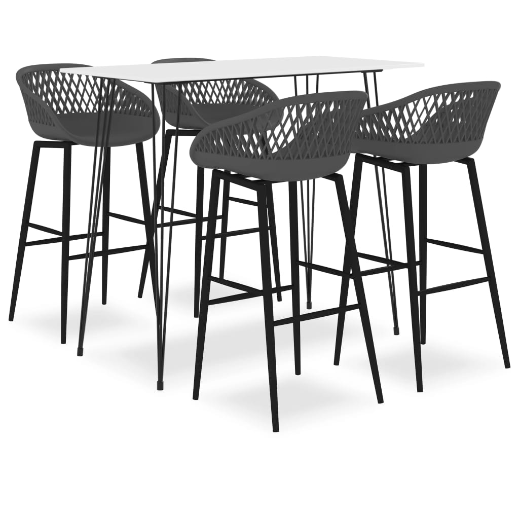 Set mobilier de bar, 5 piese, alb si gri 3057405