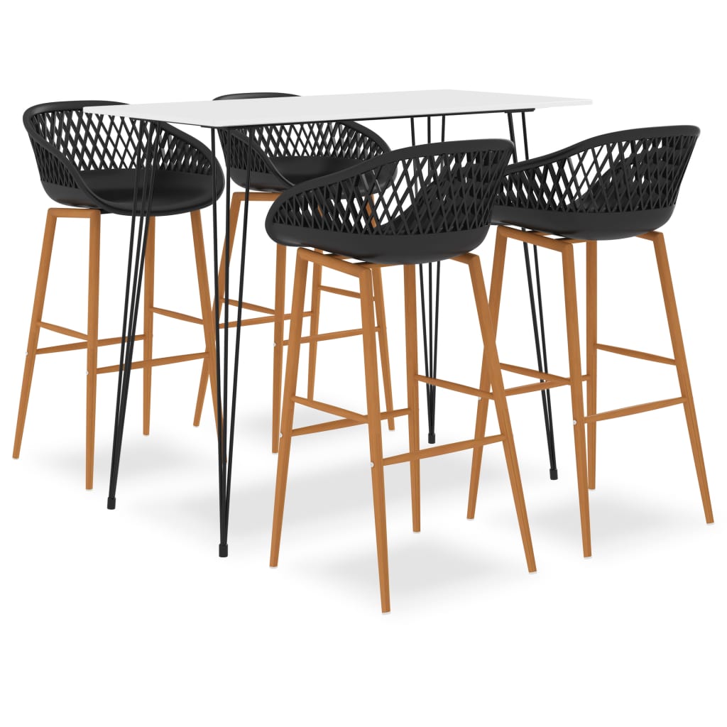 Set mobilier de bar, 5 piese, alb si negru 3057406