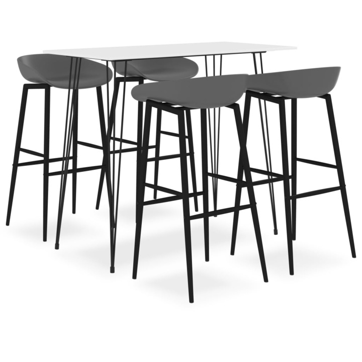 Set mobilier de bar, 5 piese, alb si gri 3057411