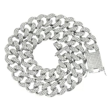 Colier Lant Cuban Chain Link, Nevermore, Cristale de Zirconiu, Stil Hip-hop, Argintiu Colier Lant Cuban Chain Link, Nevermore, Cristale de Zirconiu, Stil Hip-hop, Argintiu