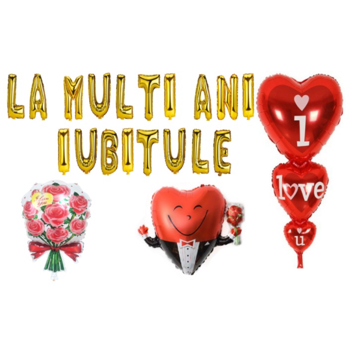 Boldog születésnapot lufi szett Édesem, tortalapos ajándék, 22 db, arany