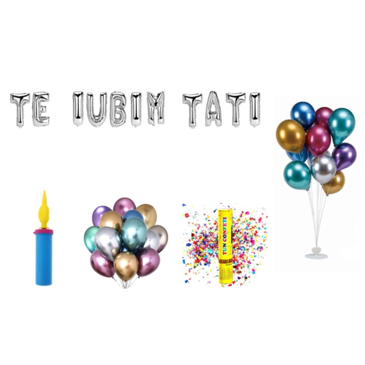 We Love You Dad lufi szett, tortafeltét, 72 darab, ezüst