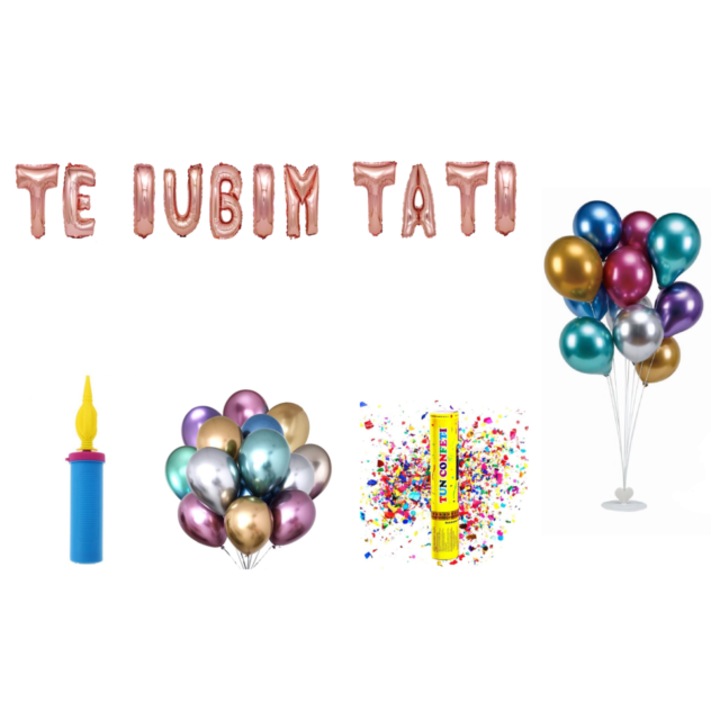 We Love You Dad lufi szett, tortafeltét, 72 db, Rosegold