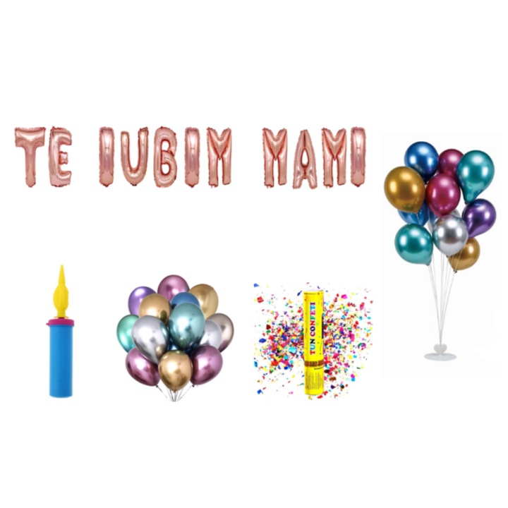 We Love You Mami lufi szett, tortafeltét, 72 darab, Rosegold