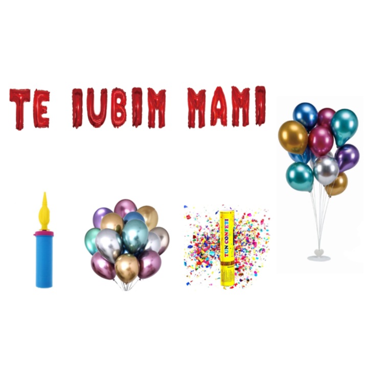 We Love You Mami lufi szett, tortafeltét, 72 részes, piros