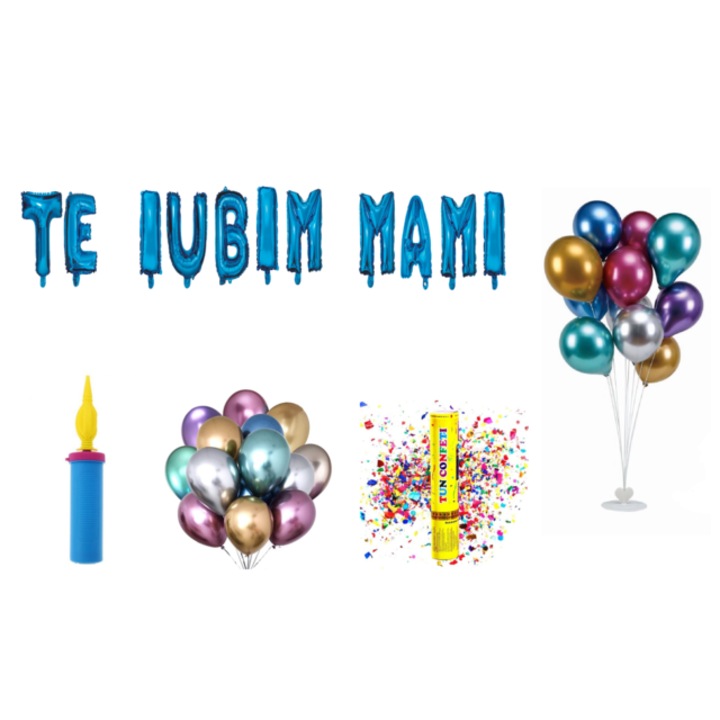 We Love You Mami lufi szett, tortafedeles, 72 darabos, kék