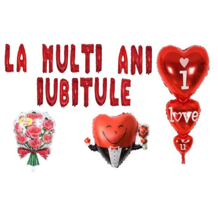 Boldog születésnapot lufi szett Édesem, tortalapos ajándék, 22 db, piros