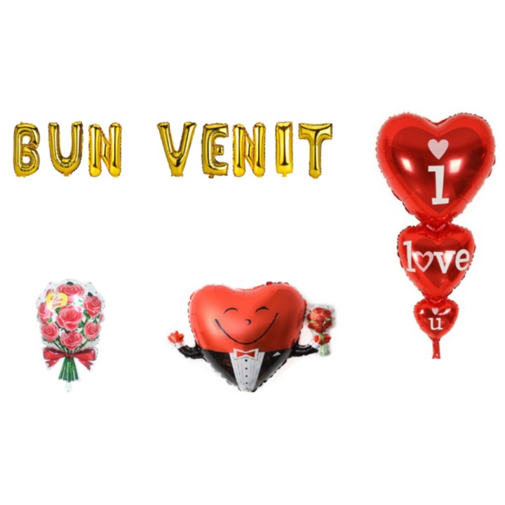 Üdvözlő lufi szett, tortalap, 12 db, arany